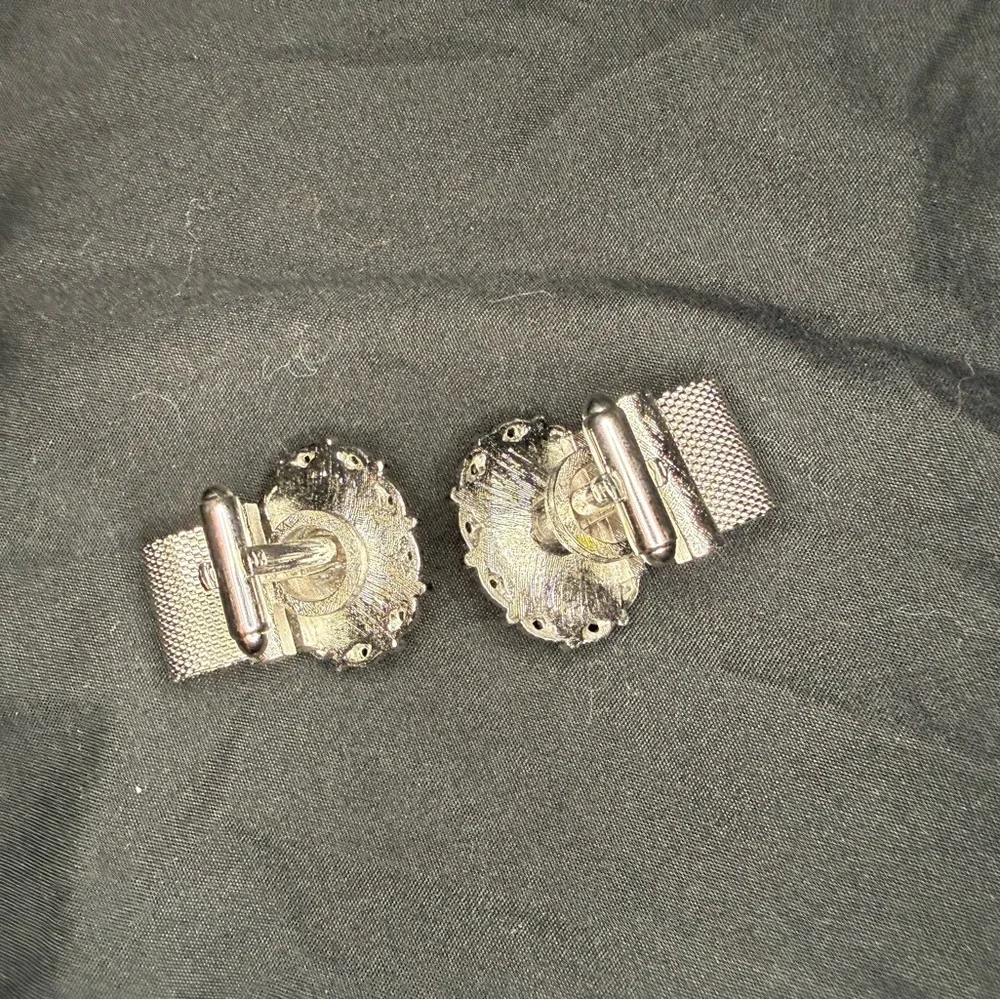 Vintage Dante Hughes & Hatcher Cufflinks & Tie Tack Set Volcano Black Stone